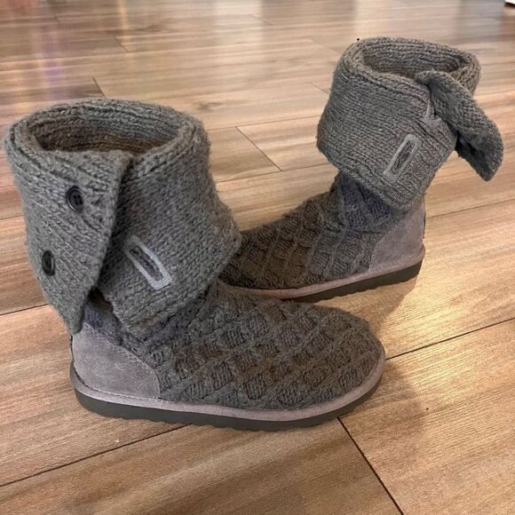 Ugg Grey Sweater‎ Fold Down Boots Women 3 - Picture 3 of 6